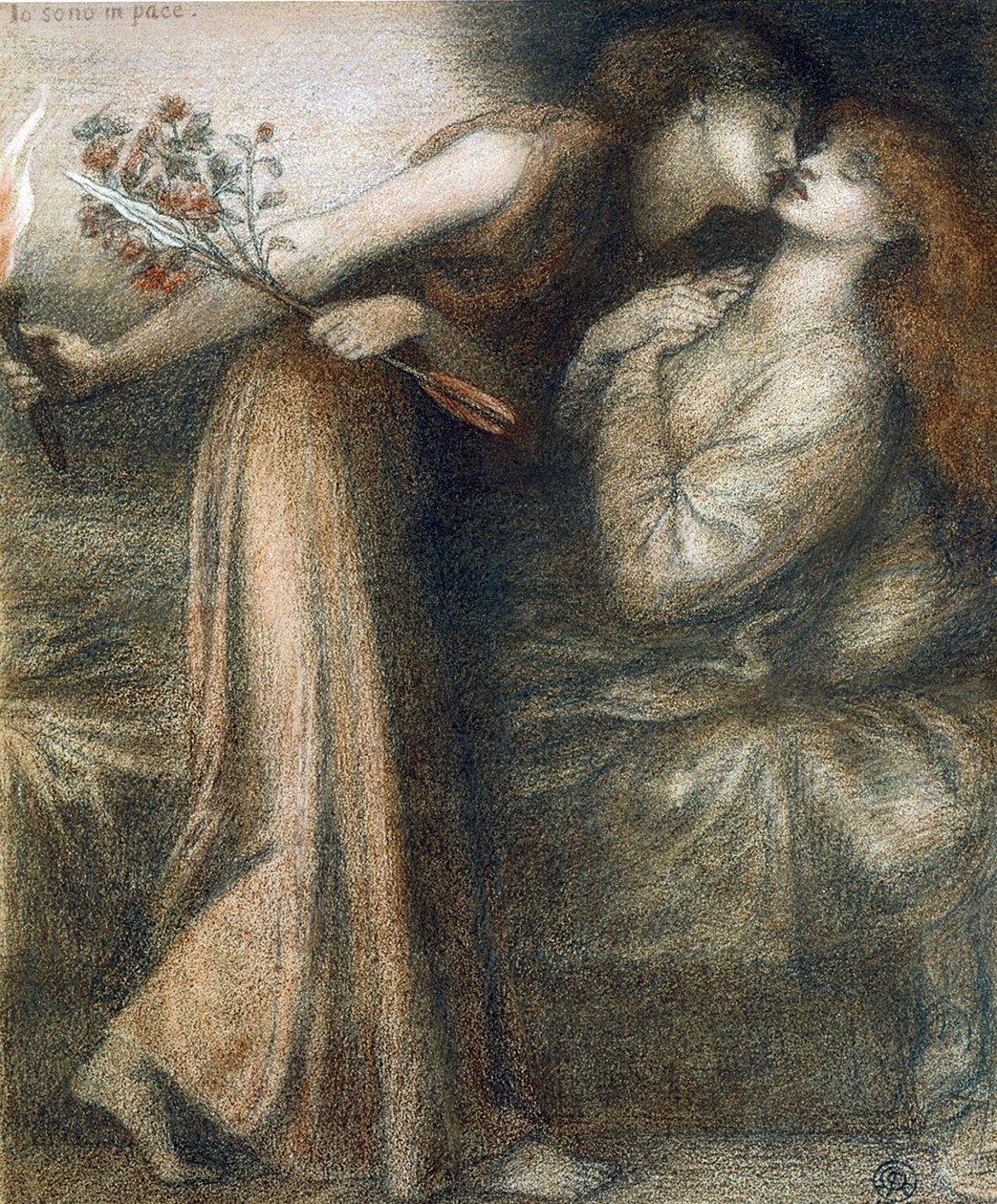Sonho de Dante no Dia da Morte de Beatrice (Io sono in pace) - Dessin de Dante Gabriel Rossetti (1828-1882) de Dante Gabriel Charles Rossetti