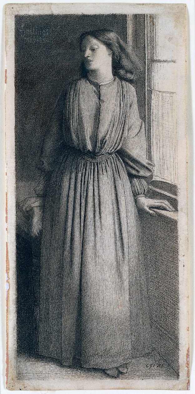 Elizabeth Siddal de pé à janela de Dante Gabriel Charles Rossetti