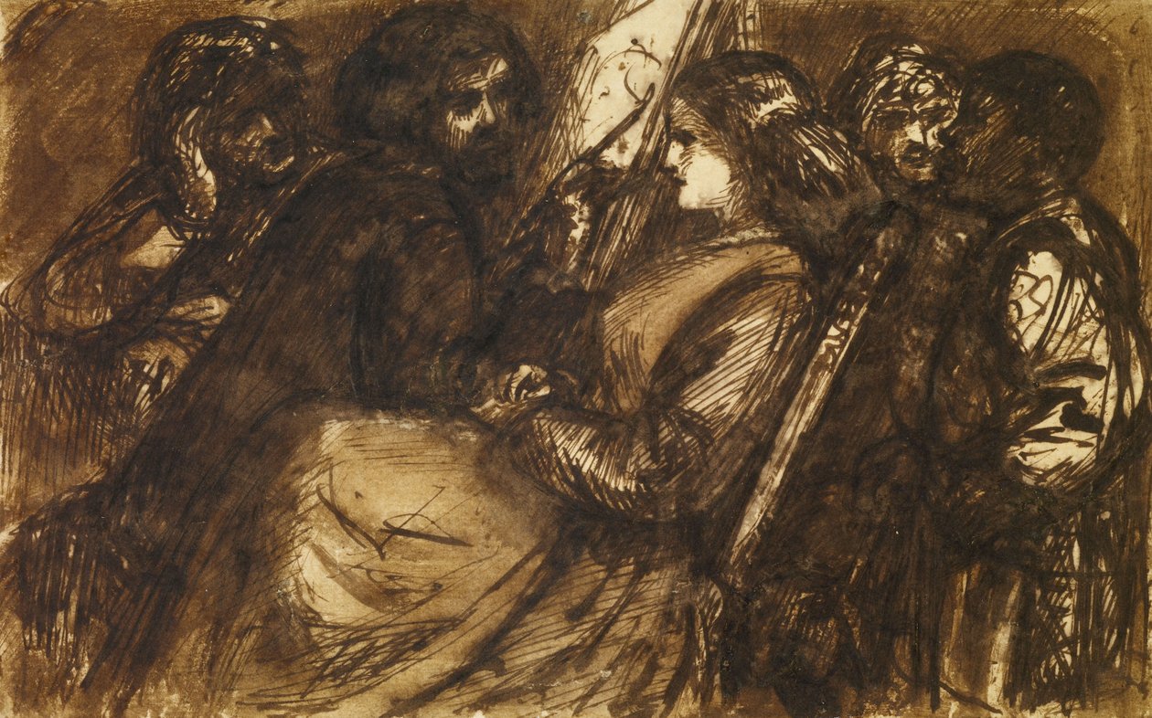Pintura de Giorgione, c.1853 (caneta e tinta castanha e lavagem de tinta sobre papel) de Dante Gabriel Charles Rossetti