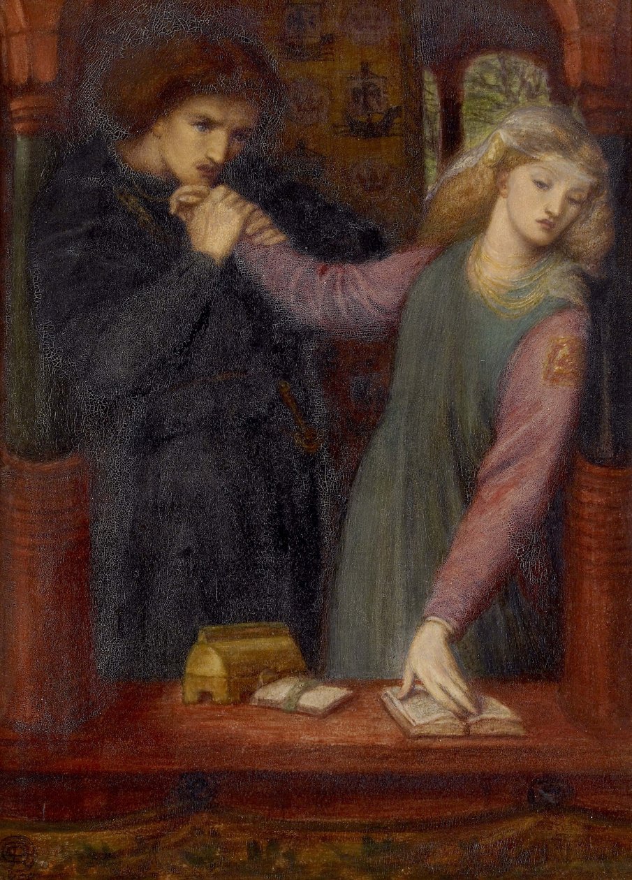 Hamlet e Ophelia, 1866 (aquarela e goma arábica no papel) de Dante Gabriel Charles Rossetti