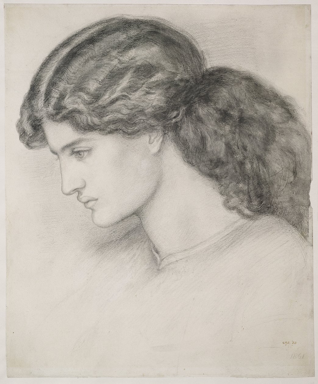 Cabeça de uma mulher, 1861 de Dante Gabriel Charles Rossetti