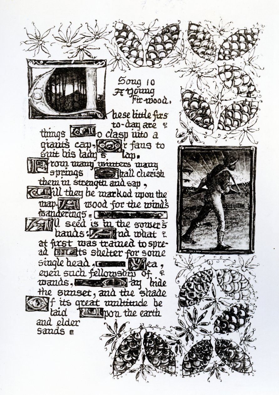 Texto luminoso da sequência do soneto de Rossetti, "House of Life", c.1880 de Dante Gabriel Charles Rossetti