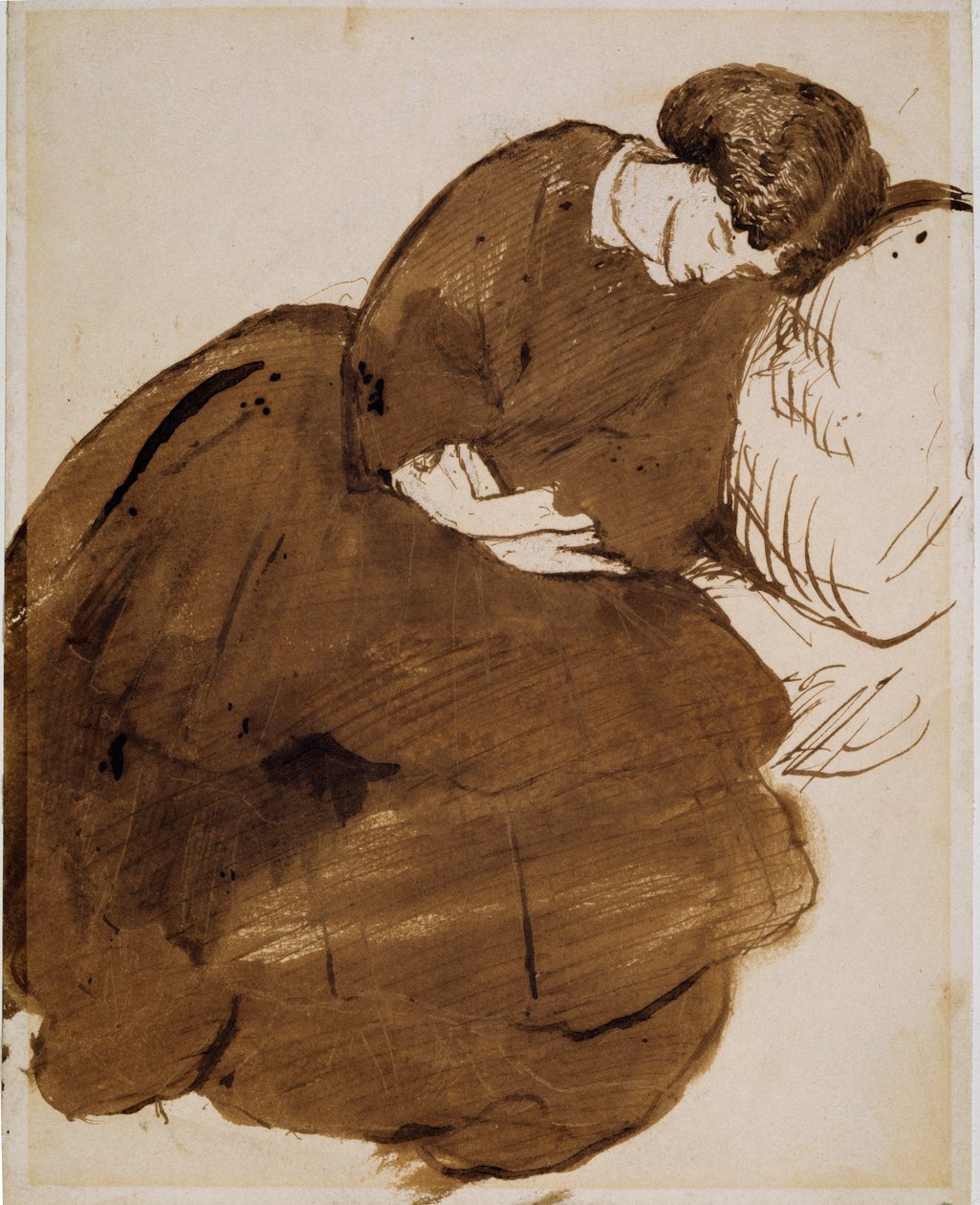 Jane Morris (1839-1914) (caneta, tinta e lavagem em papel) de Dante Gabriel Charles Rossetti