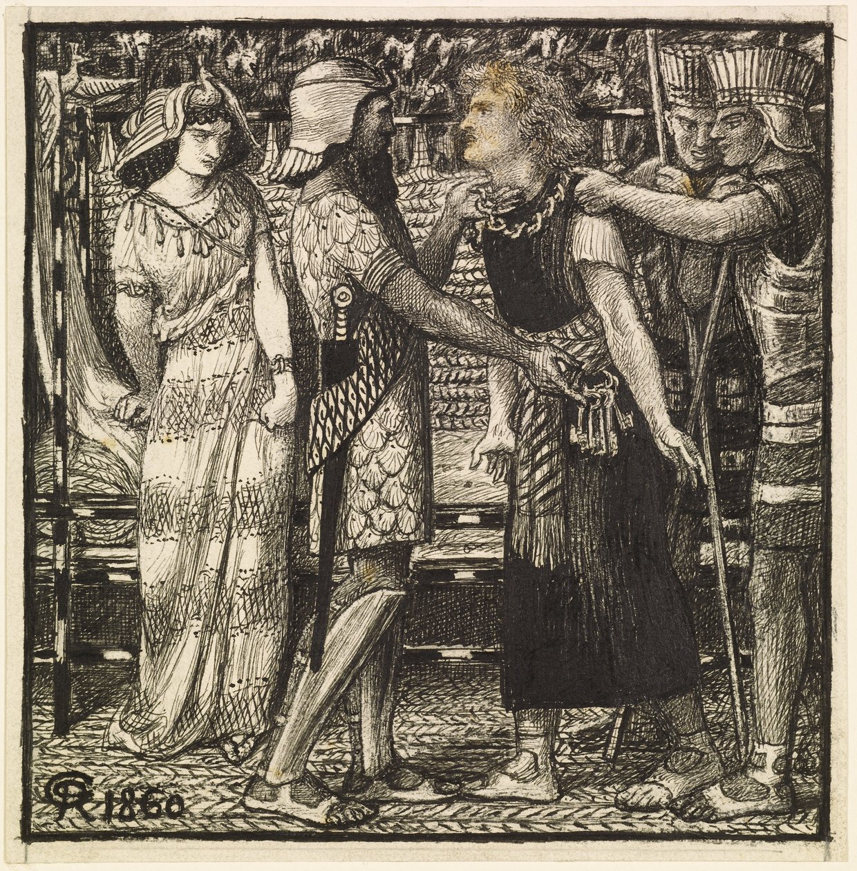 Joseph acusado antes de Potifar (composição finalizada) de Dante Gabriel Charles Rossetti