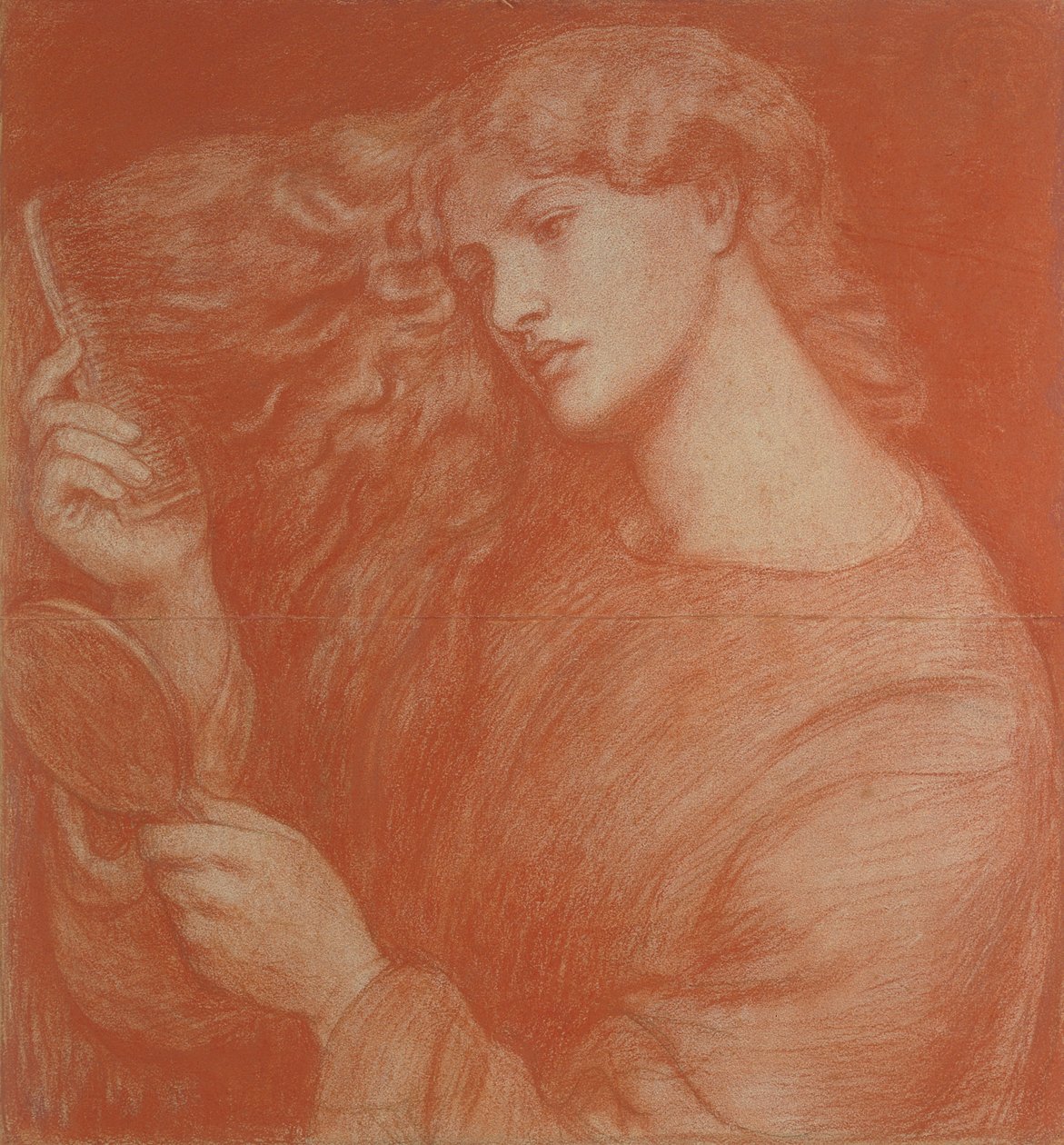 Lady Lilith (giz vermelho sobre papel) de Dante Gabriel Charles Rossetti