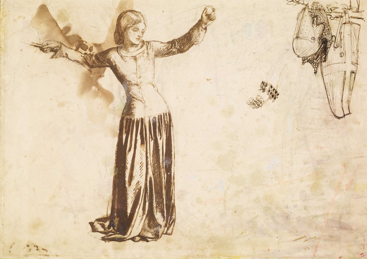 Lancelote no Santuário do Santo Graal, 1857, Estudo para Guenevere de Dante Gabriel Charles Rossetti