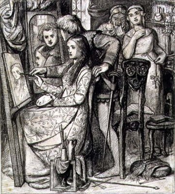 Espelho do amor ou parábola do amor, 1850 - 1852 de Dante Gabriel Charles Rossetti