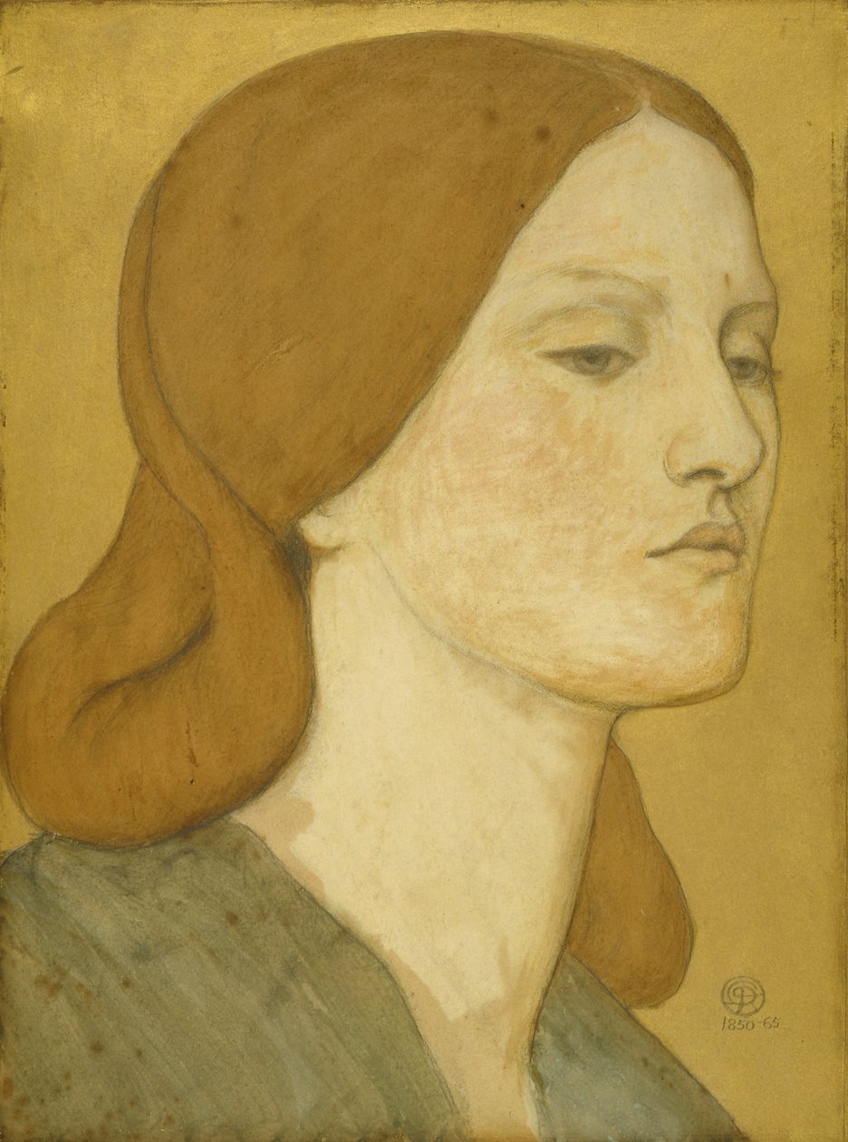 No.1575 Cabeça de uma menina em um vestido verde (Elizabeth Siddal), 1850-65 de Dante Gabriel Charles Rossetti