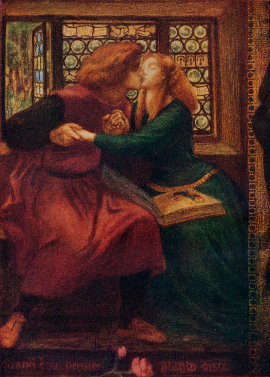Detalhe de Paolo e Francesca da Rimini, 1855 de Dante Gabriel Charles Rossetti