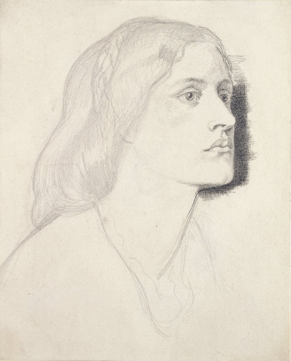 Retrato da senhorita Ruth Herbert, provavelmente de 1858 (grafite com caneta e tinta preta sobre papel branco) de Dante Gabriel Charles Rossetti