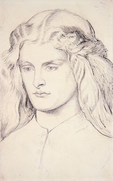 Estudo de retrato de Annie Miller, c.1860-63 (caneta, tinta indígena e grafite sobre papel) de Dante Gabriel Charles Rossetti