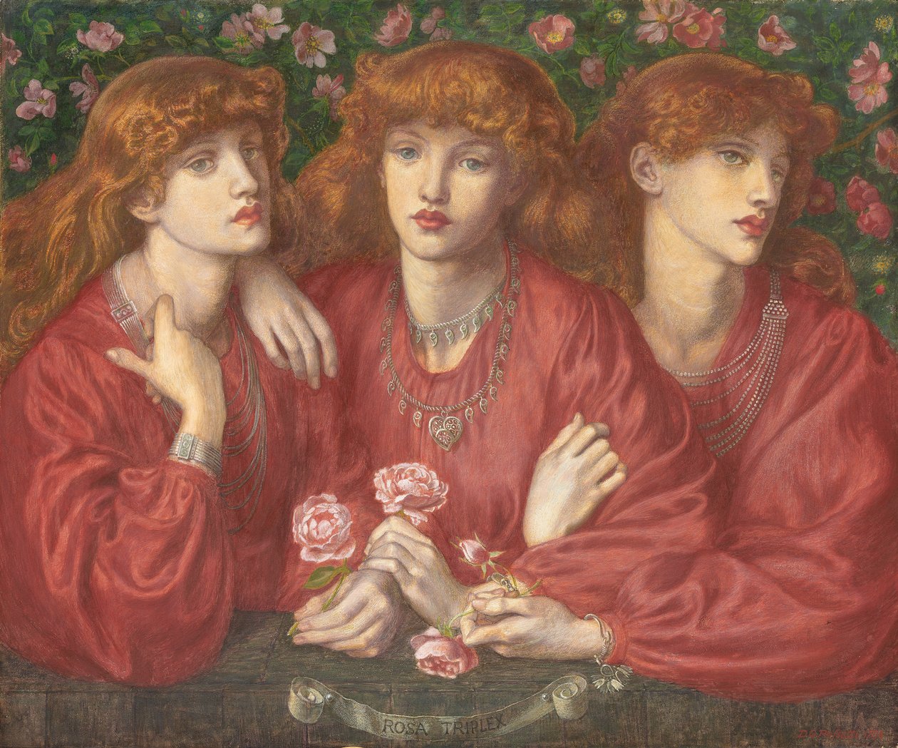 Rosa Triplex: Um retrato triplo de May Morris, 1874 de Dante Gabriel Charles Rossetti
