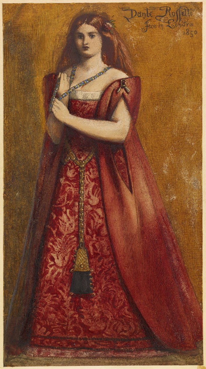 Vestido de vermelho de Dante Gabriel Charles Rossetti