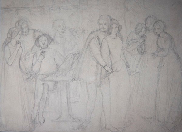 Estudo para Benedick e Beatrice de Dante Gabriel Charles Rossetti