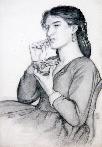 Estudo para "Dente Doce". de Dante Gabriel Charles Rossetti