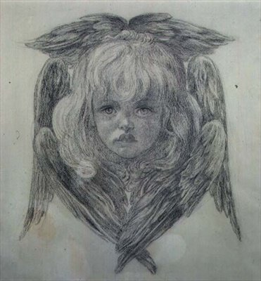 Estudo para a cabeça de um anjo criança em 
