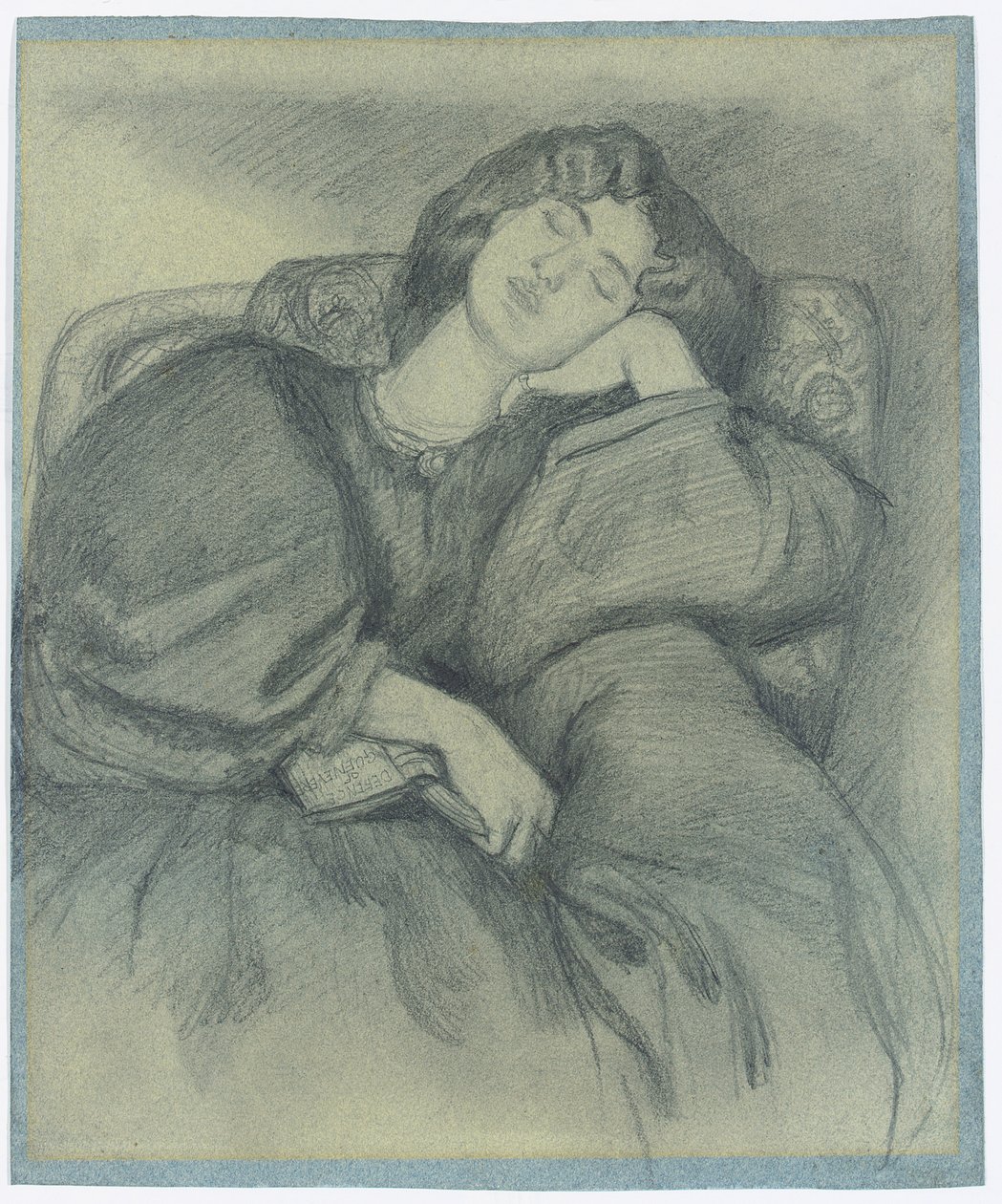 Estudo de Jane Morris dormindo em uma poltrona estofada, de Dante Gabriel Charles Rossetti