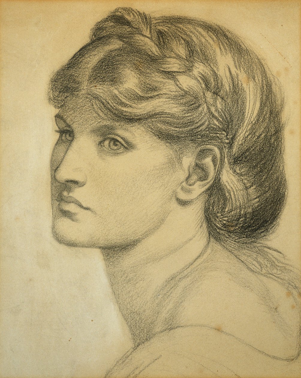 Estudo de uma cabeça para "The Bower Meadow", 1872 de Dante Gabriel Charles Rossetti