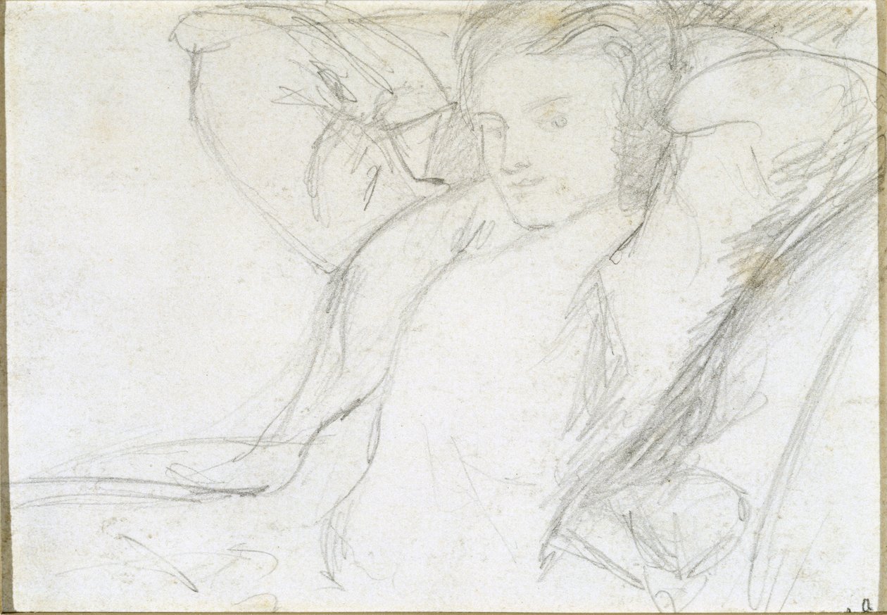 Estudo de uma senhora sentada, 1860 (grafite sobre papel) de Dante Gabriel Charles Rossetti