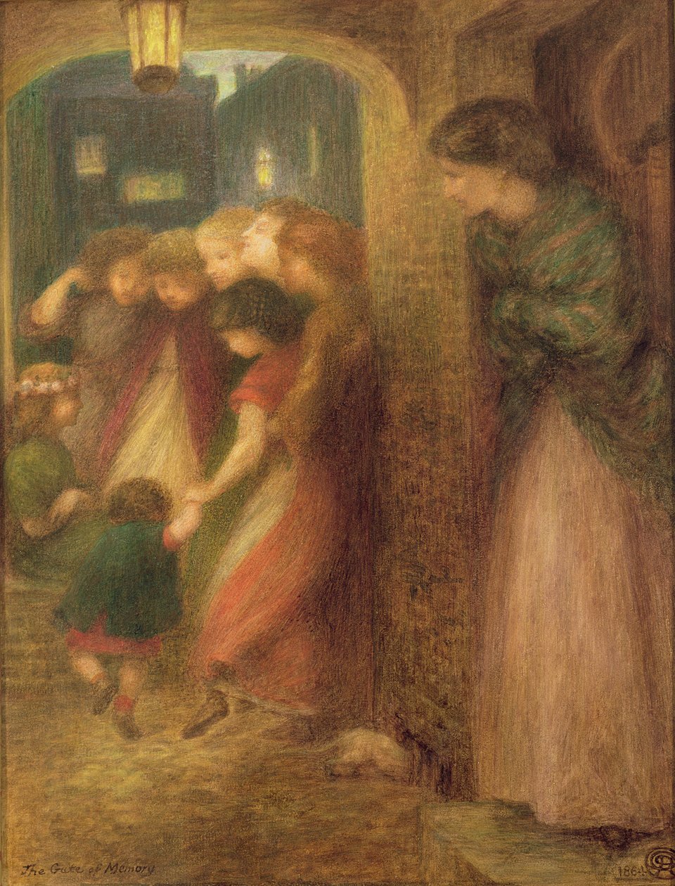 O Portão da Memória, 1864 (giz colorido sobre papel) de Dante Gabriel Charles Rossetti