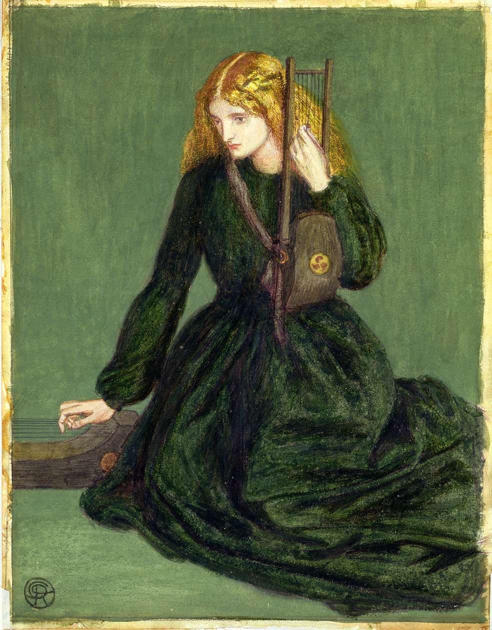 The Harp Player, um estudo de Annie Miller, 1872 de Dante Gabriel Charles Rossetti
