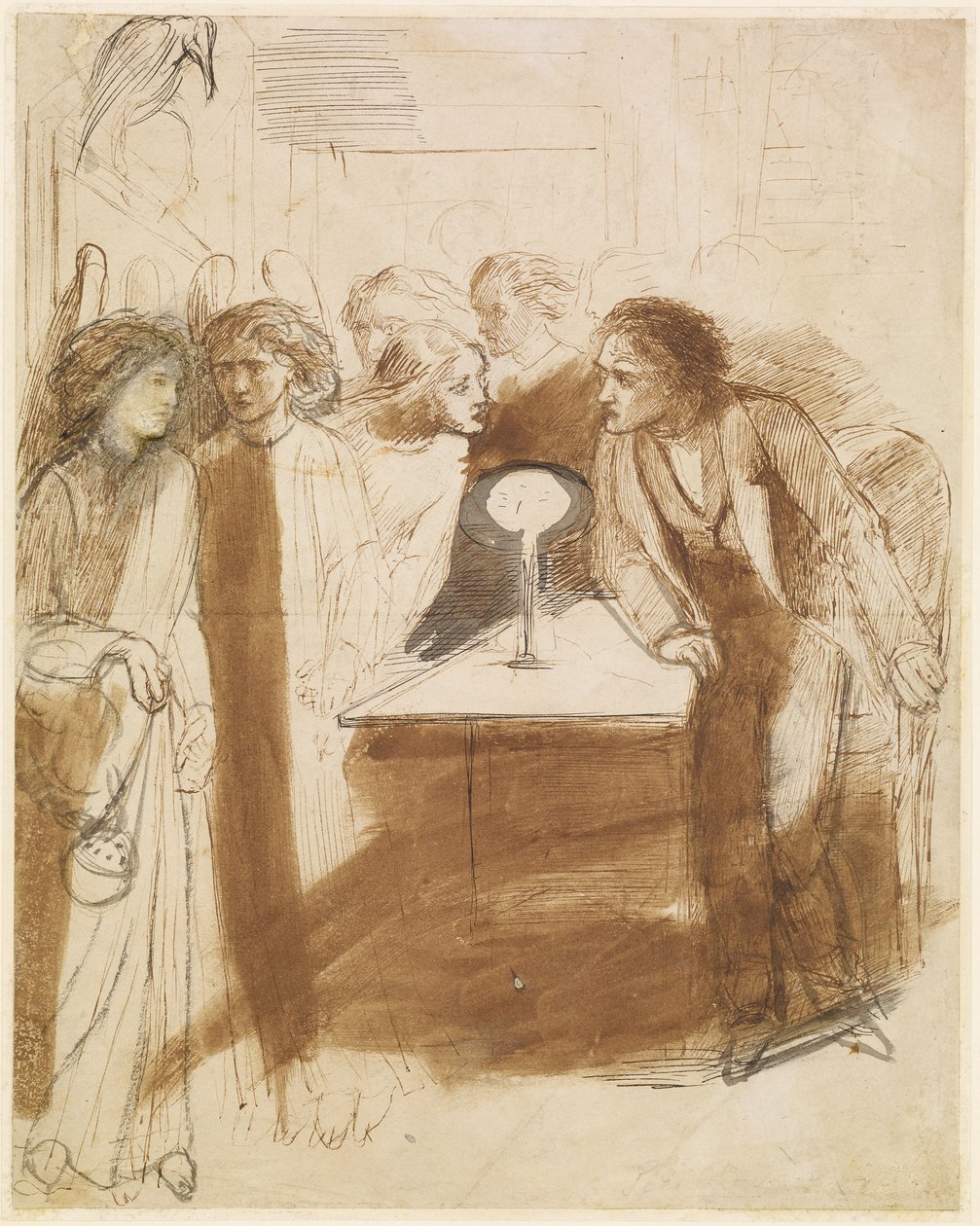 O Corvo - Passos de Anjos, c.1847 de Dante Gabriel Charles Rossetti