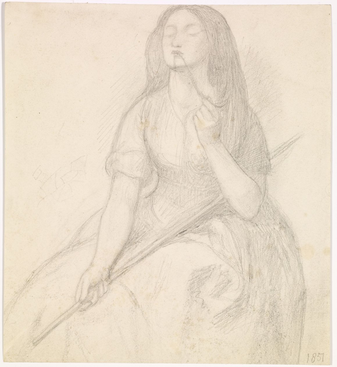 O regresso de Tibulo a Délia - Estudo para a figura de Délia de Dante Gabriel Charles Rossetti
