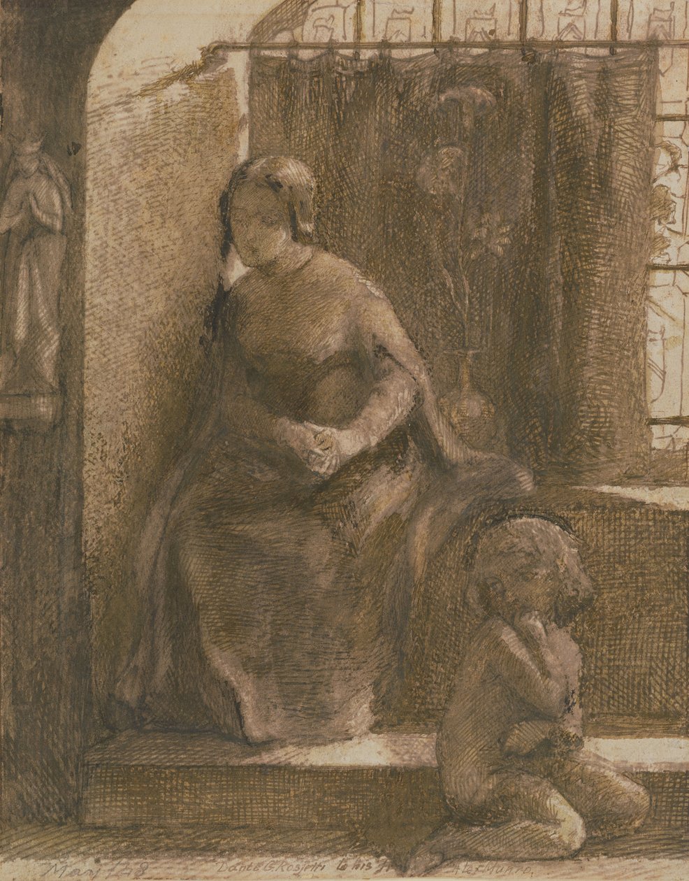 O Sol Pode Brilhar A Ficarmos Frios, 1848 (caneta e tinta marrom no papel) de Dante Gabriel Charles Rossetti