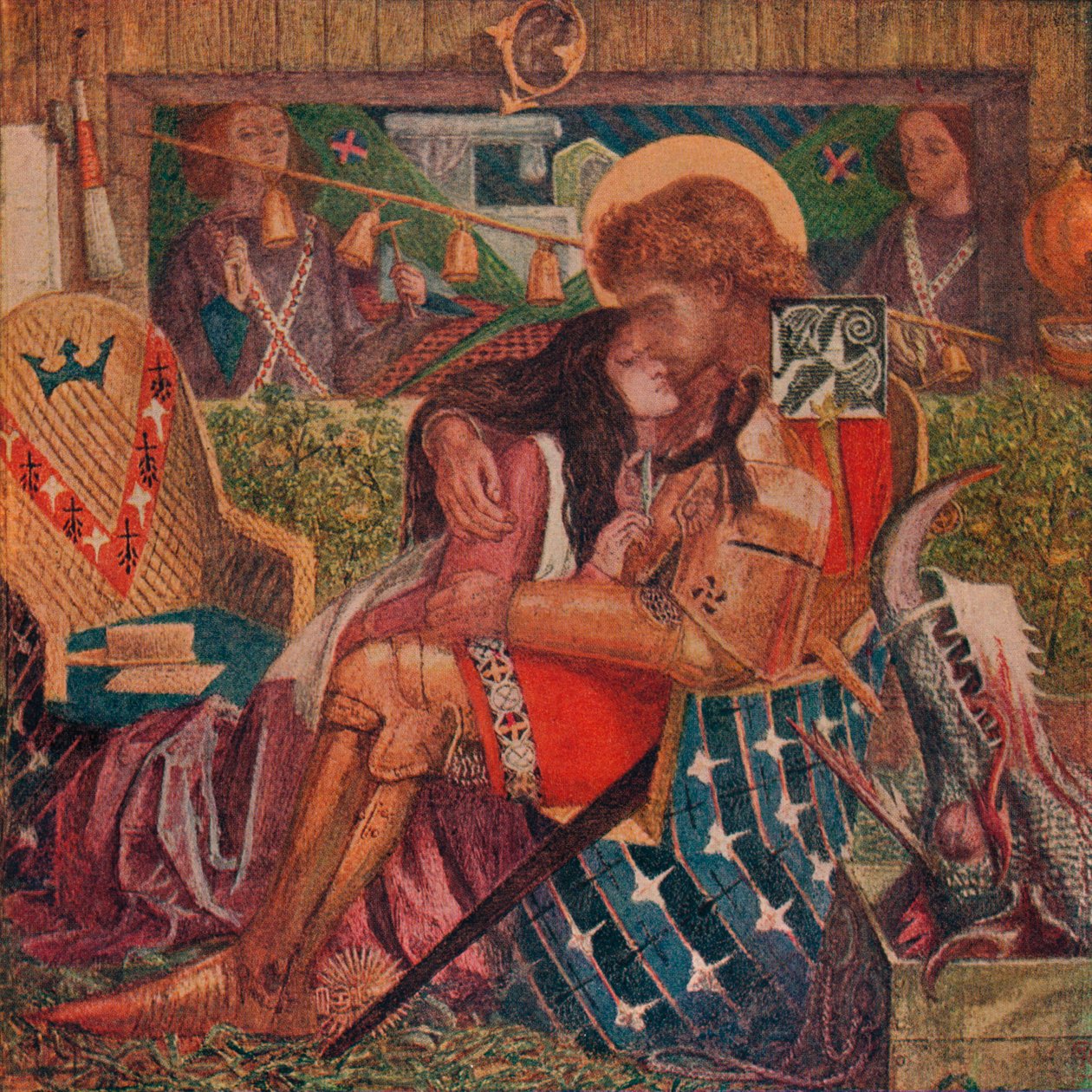 O casamento de São Jorge e princesa Sabra, 1857 de Dante Gabriel Charles Rossetti