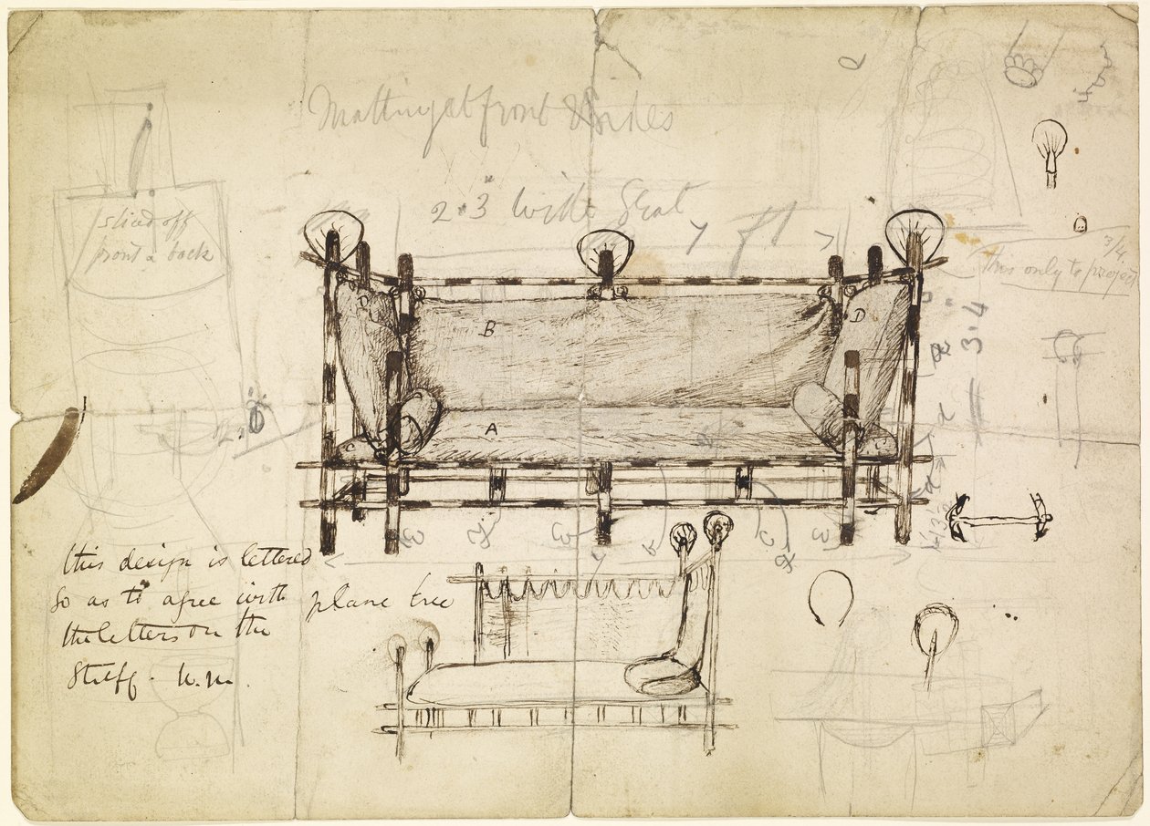 Dois projetos para um sofá, c.1861-62 de Dante Gabriel Charles Rossetti