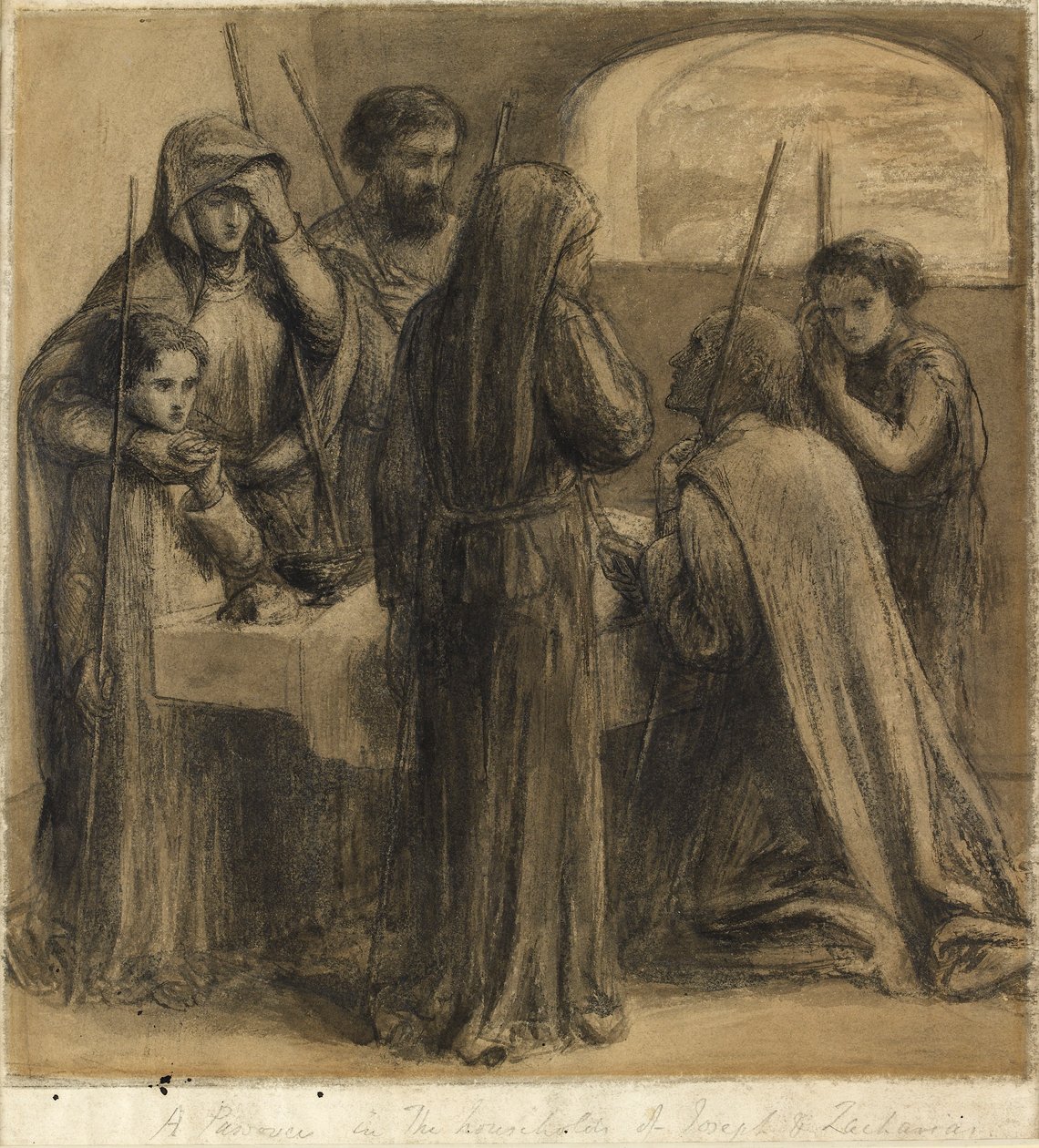Uma Páscoa na Casa de José e Zacarias, década de 1850 de Dante Gabriel Rossetti