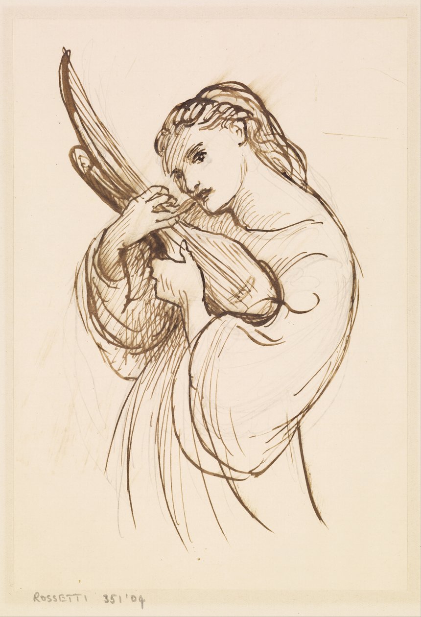 Rapariga com um instrumento musical de Dante Gabriel Rossetti
