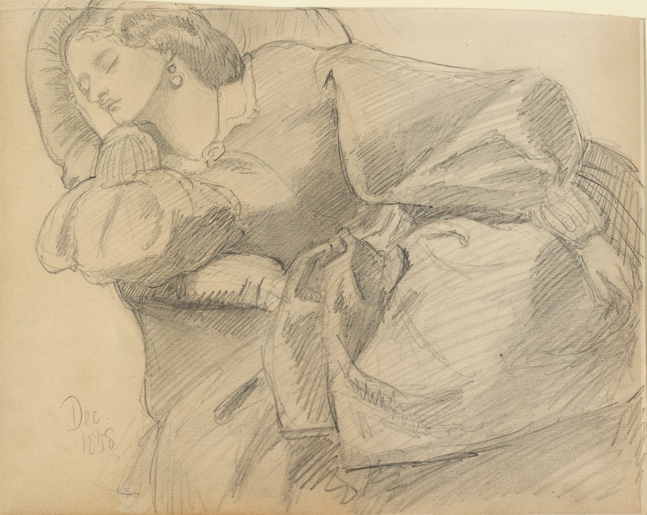 Ruth Herbert dormindo, 1858 de Dante Gabriel Rossetti