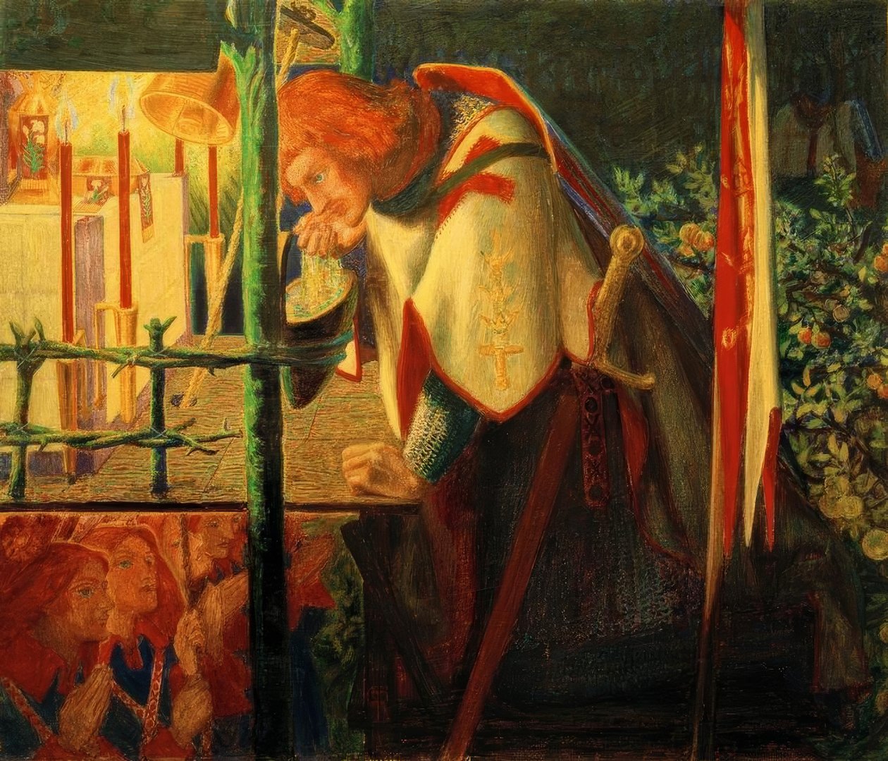 Sir Galahad na capela em ruínas de Dante Gabriel Charles Rossetti
