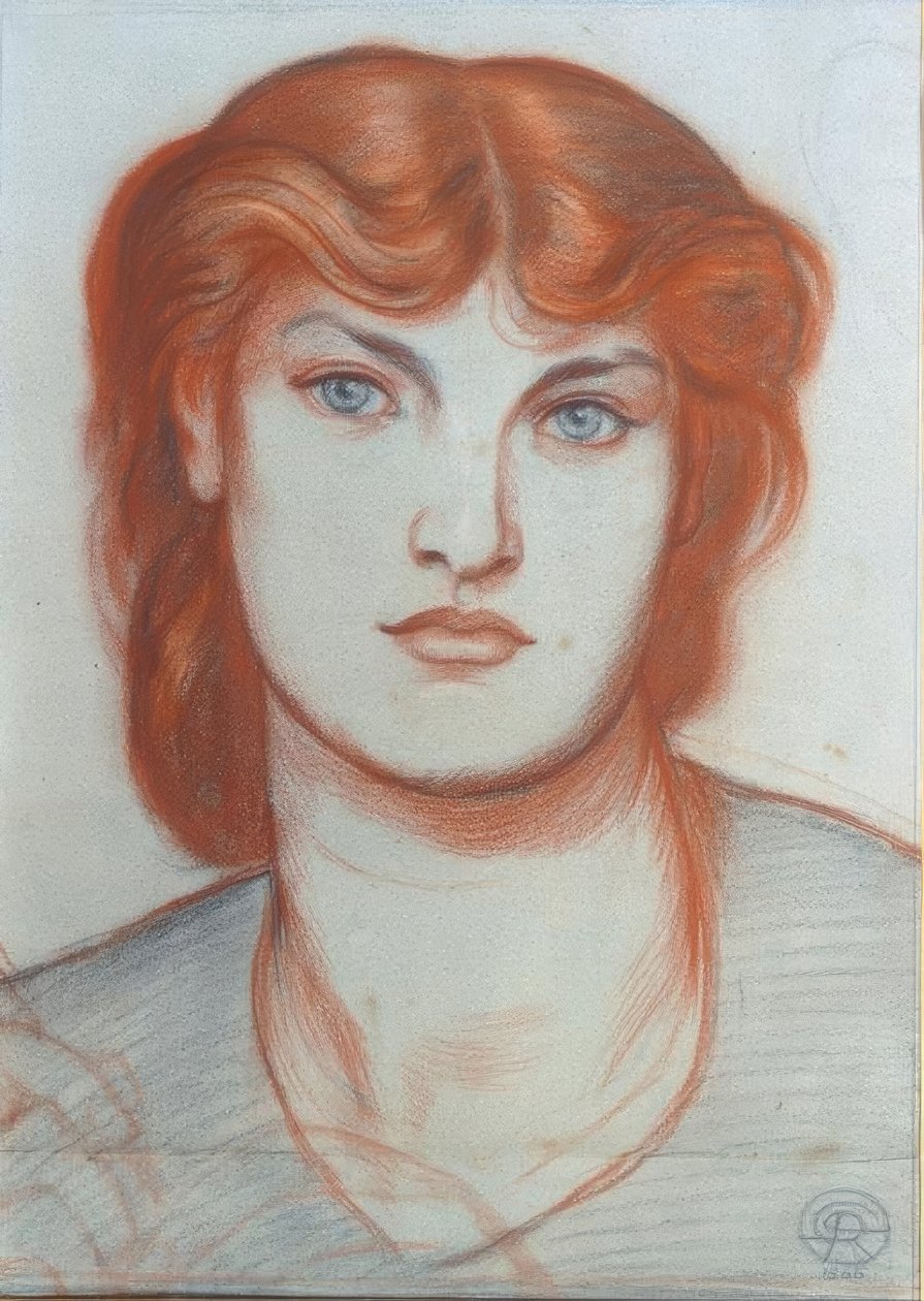 Estudo Queen of Hearts de Dante Gabriel Charles Rossetti