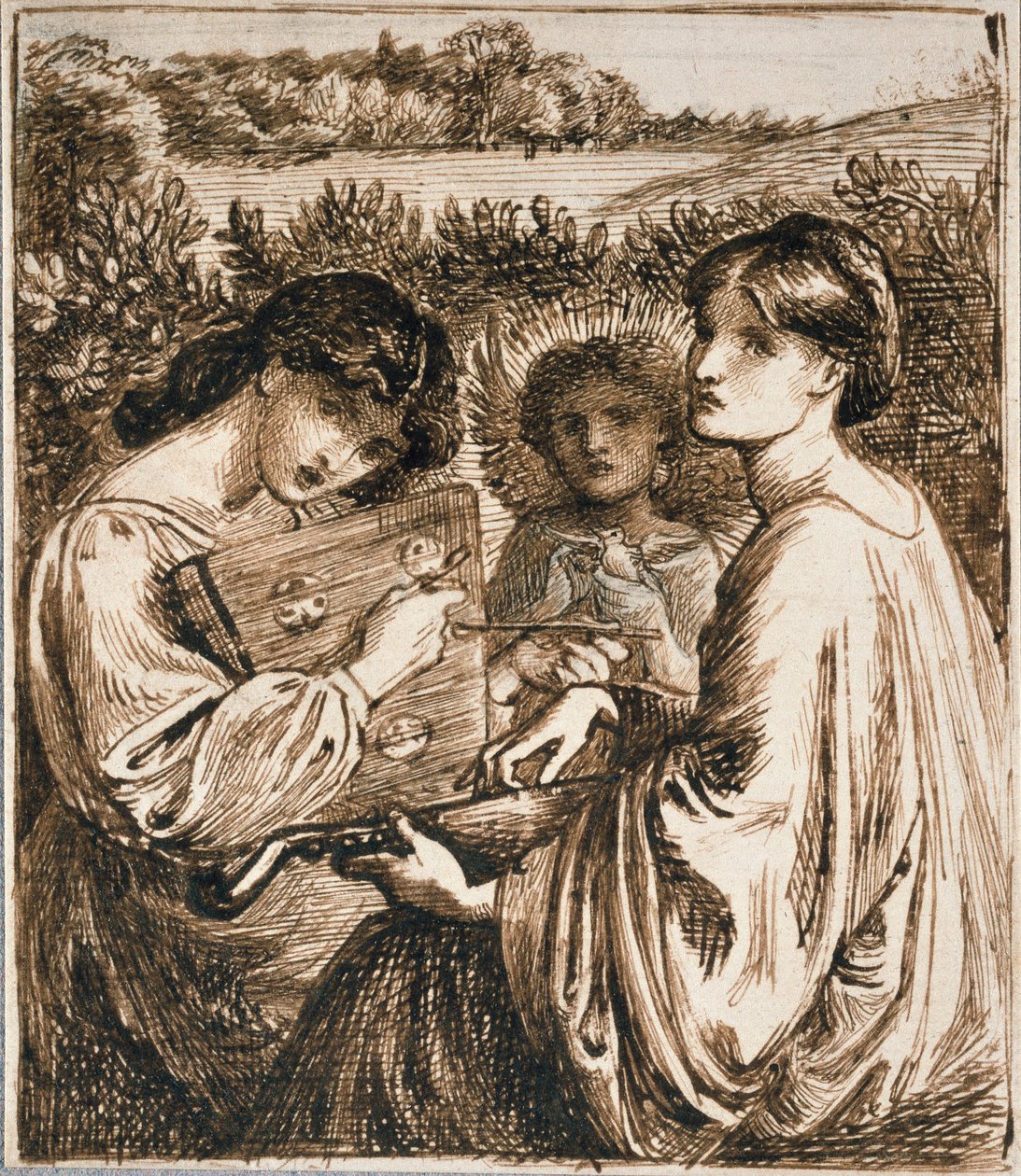 Estudo para o Bower Meadow, final do século 19 de Dante Gabriel Rossetti