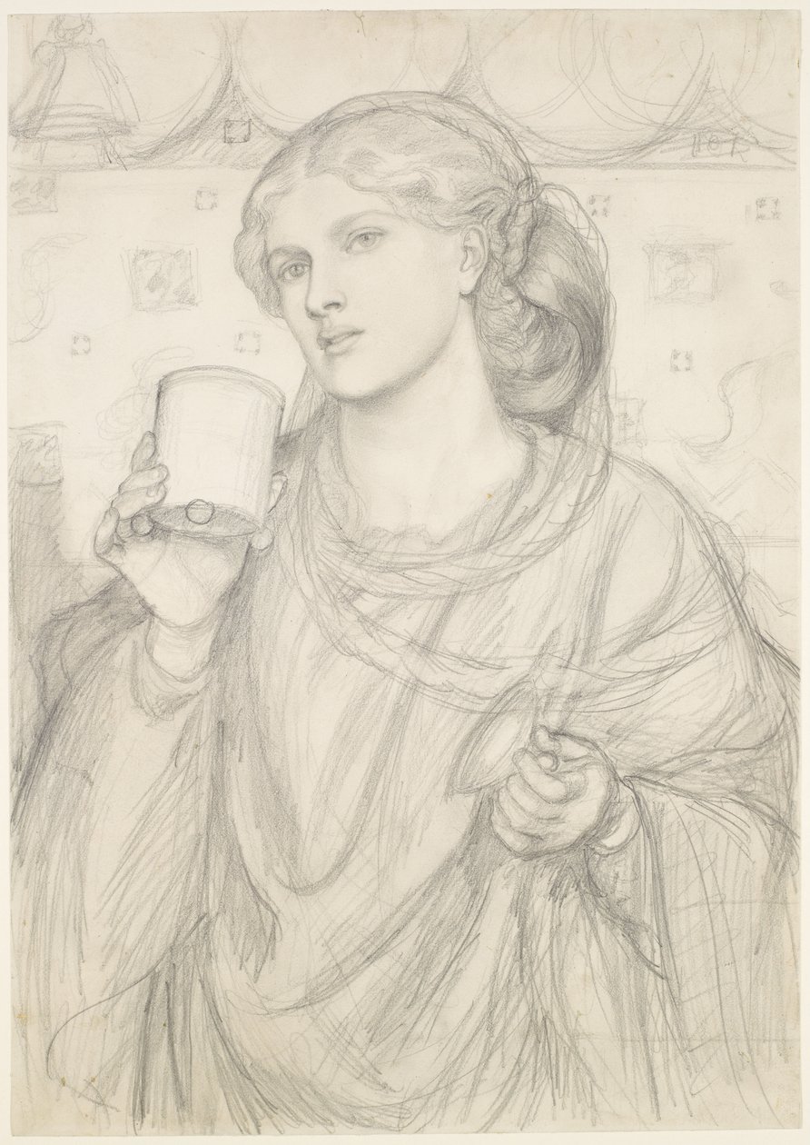 O Cálice Amoroso - Estudo de Composição de Dante Gabriel Rossetti