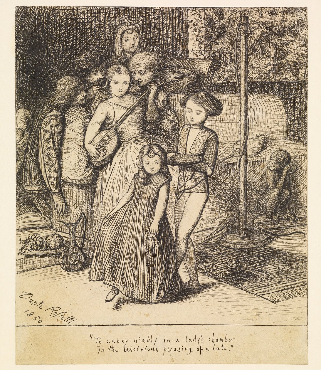 Dançar agilmente no aposento de uma dama ao lascivo deleite de um alaúde de Dante Gabriel Rossetti