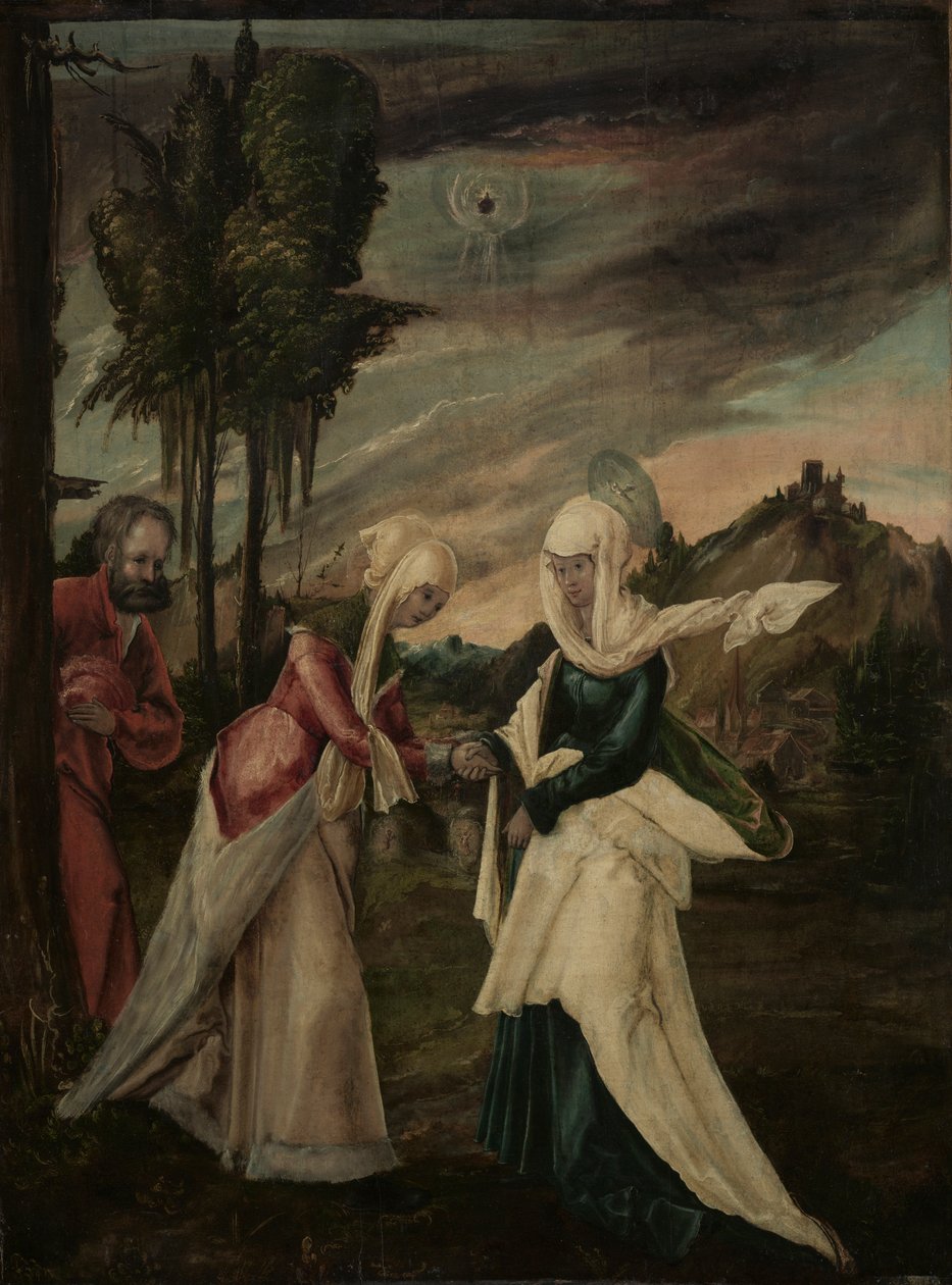 A Visitação, c. 1530-1550 (óleo sobre madeira) de Danube School
