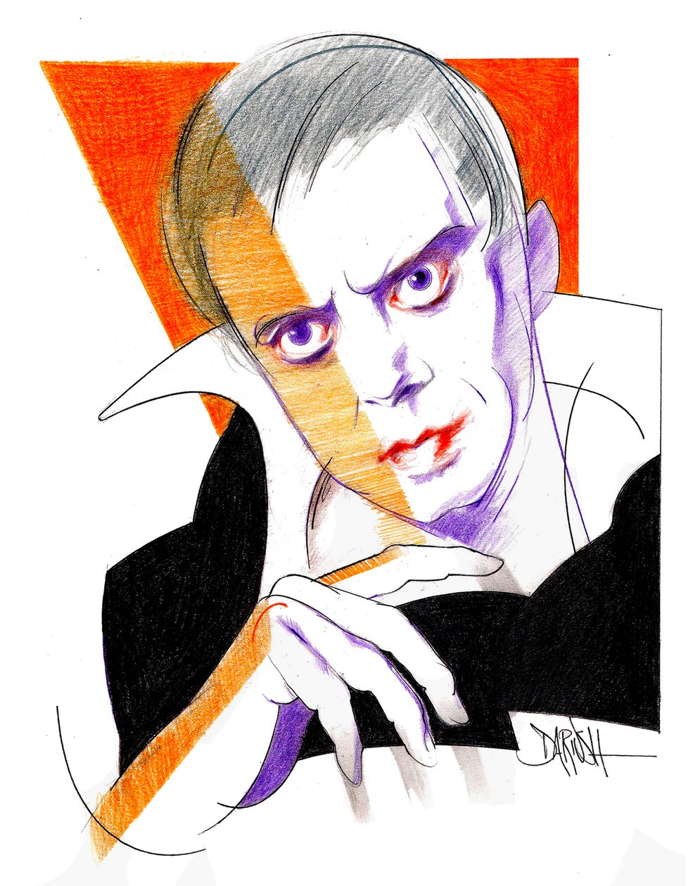 Carmelo Bene (desenho digital a lápis de cor) de Dariush Radpour
