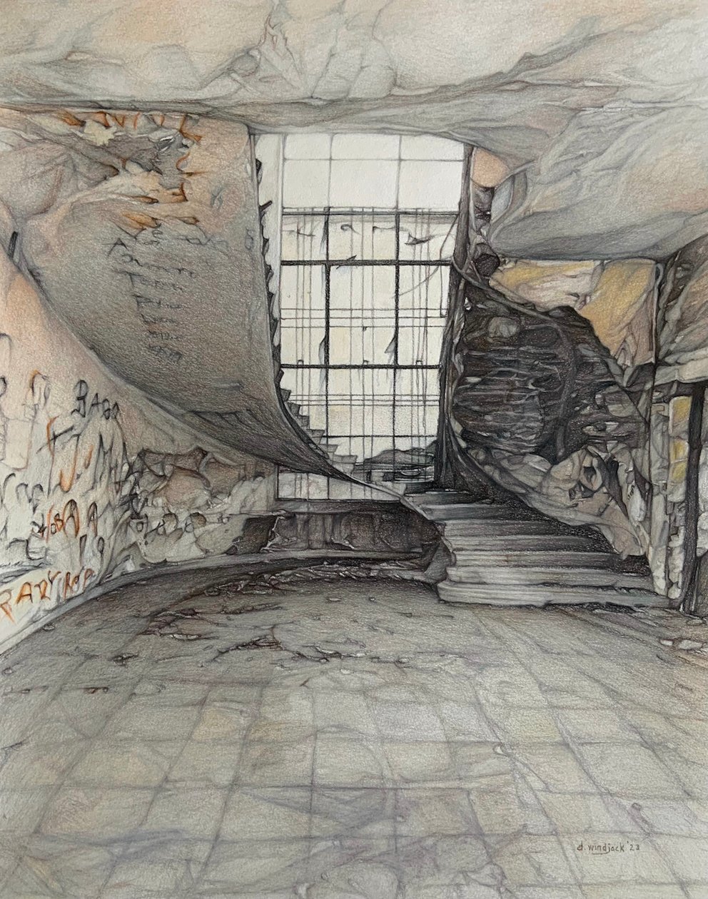 Ascensão, 2023 (lápis sobre papel) de Darrell Windjack