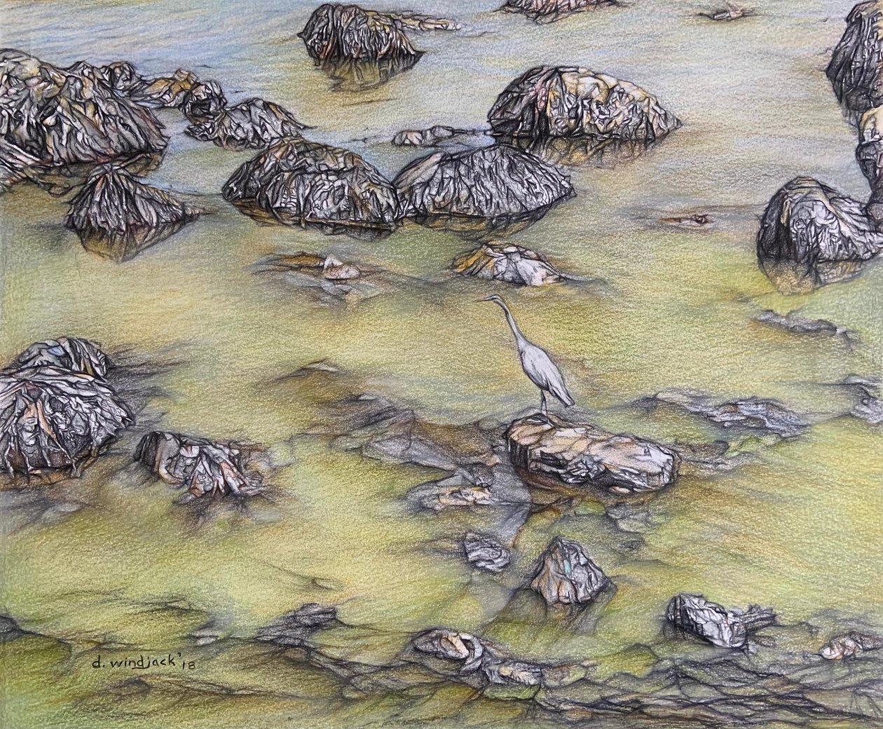 Plataforma de aterragem, 2018 (lápis sobre papel) de Darrell Windjack