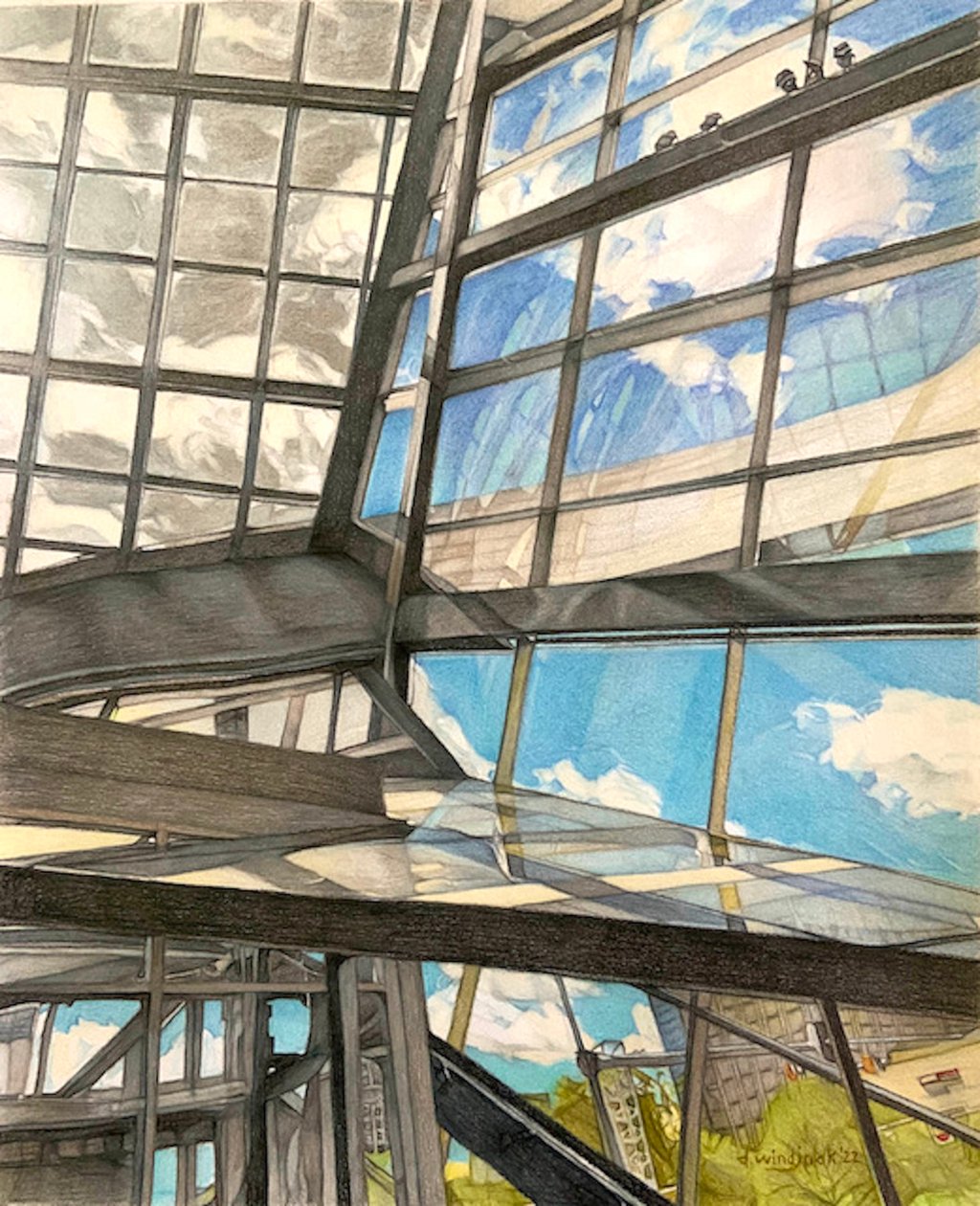 Through the Looking Glass, 2022 (lápis sobre papel) de Darrell Windjack