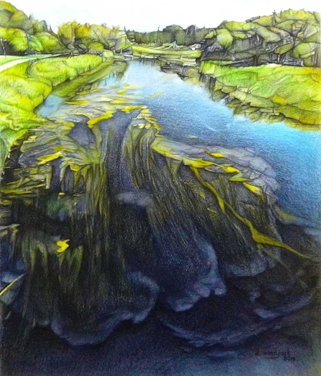 What Lies Beneath, 2018 (lápis, tinta sobre papel) de Darrell Windjack
