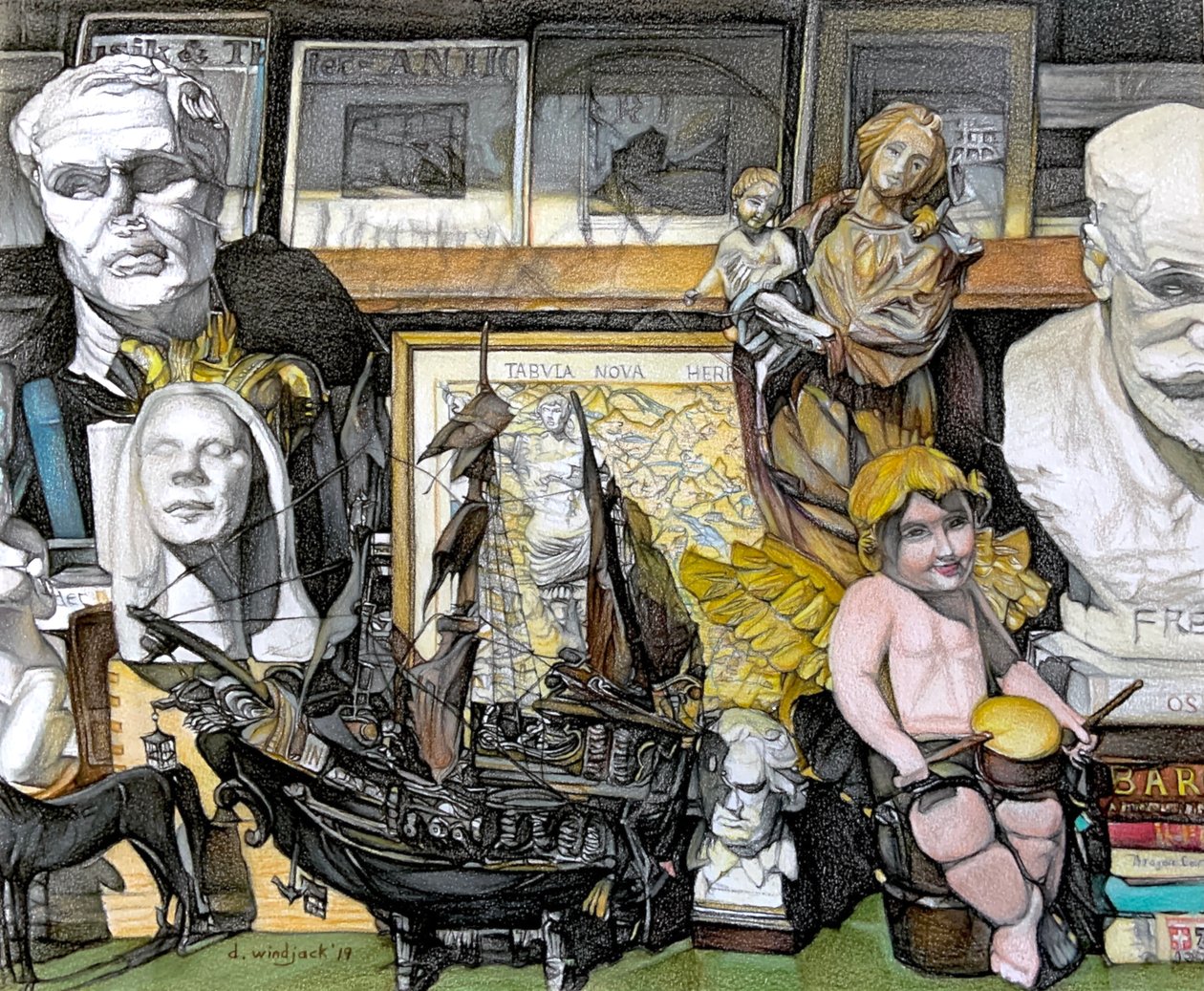 Window Shopping, 2019 (lápis sobre papel) de Darrell Windjack