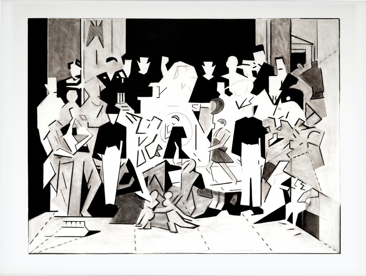 Balada de Charles e Di versão 2, 2018 (carvão sobre papel) de Darren Coffield