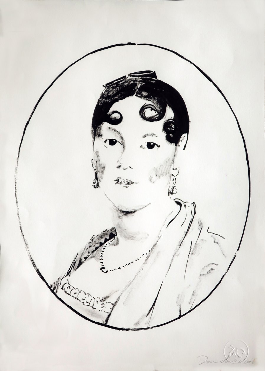 Rapariga Ingre 1, 2003 (tinta sobre papel) de Darren Coffield