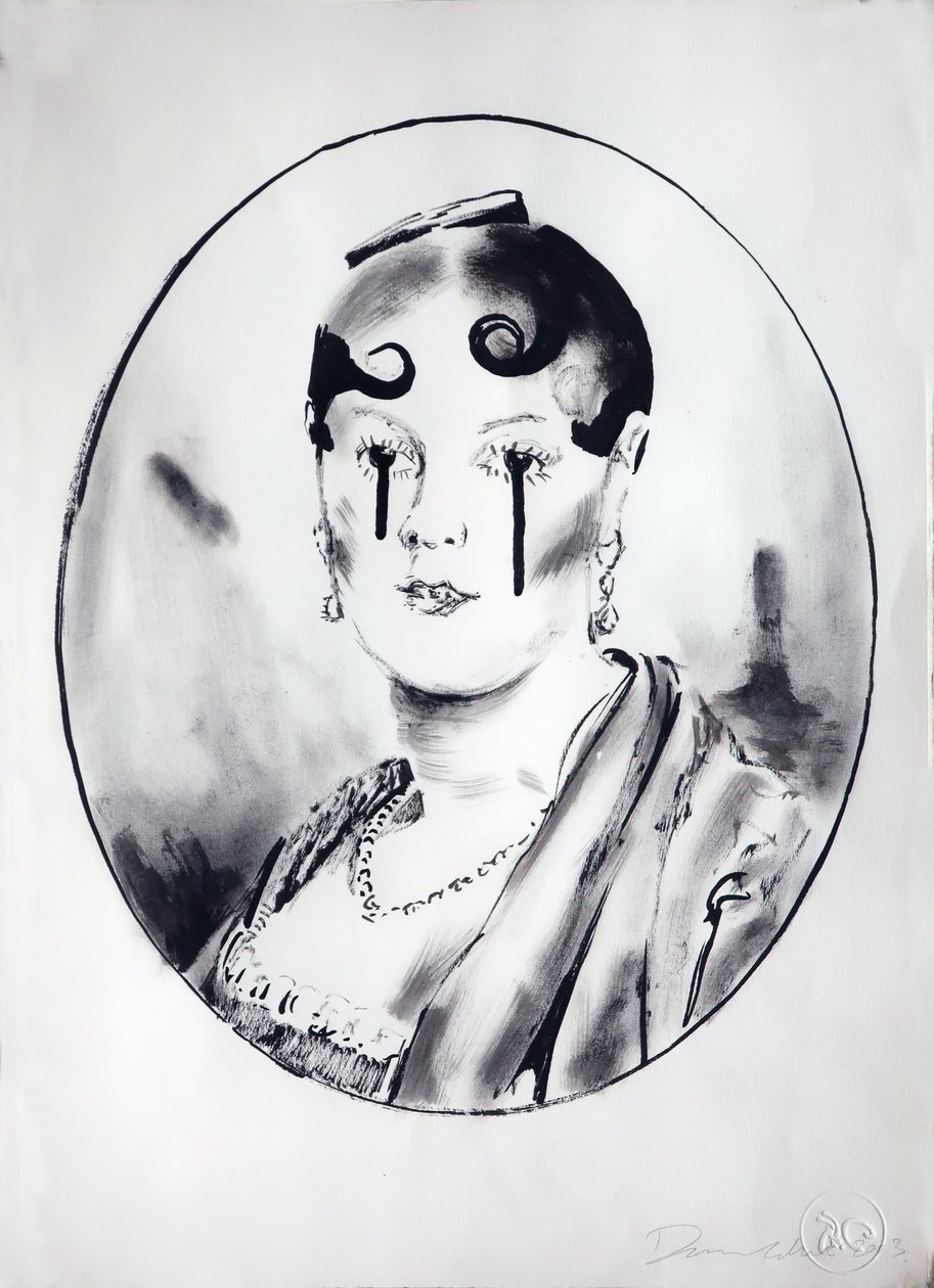 Ingre Girl 4, 2003 (tinta sobre papel) de Darren Coffield