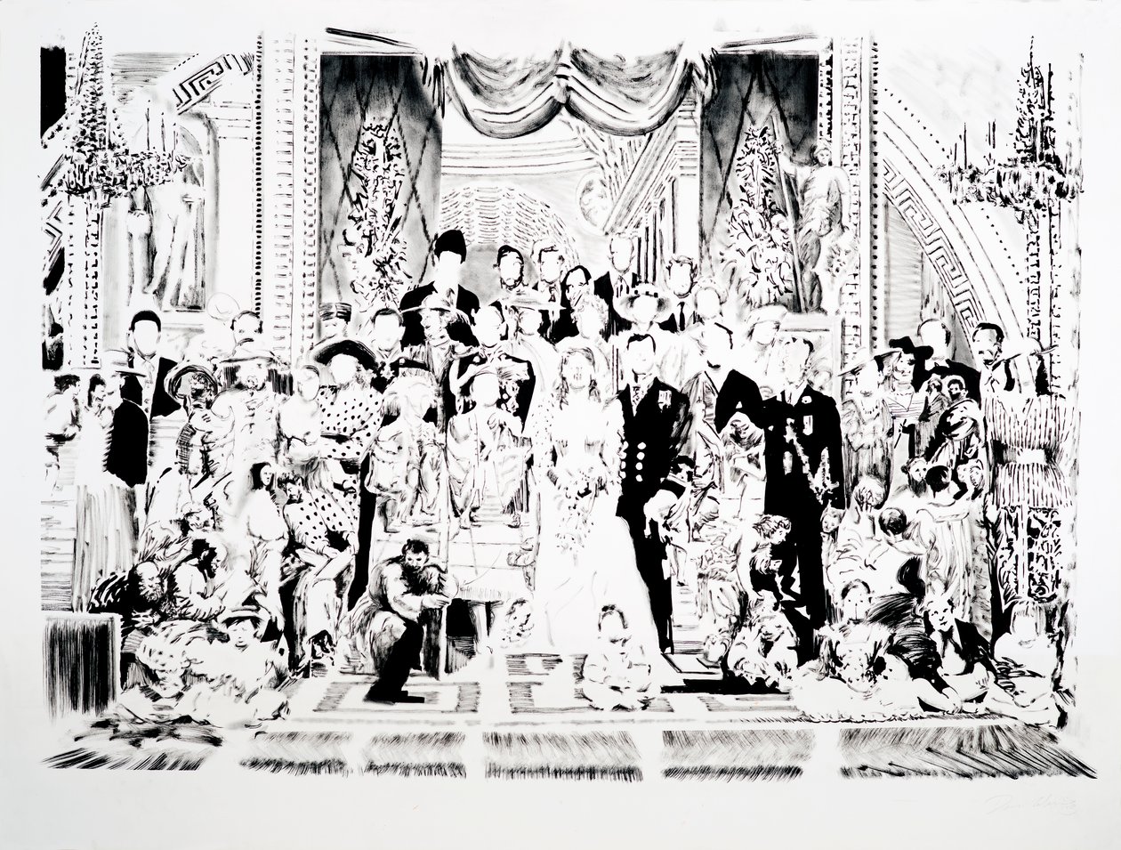 Escola de Atenas, 2006 (tinta da China sobre papel) de Darren Coffield