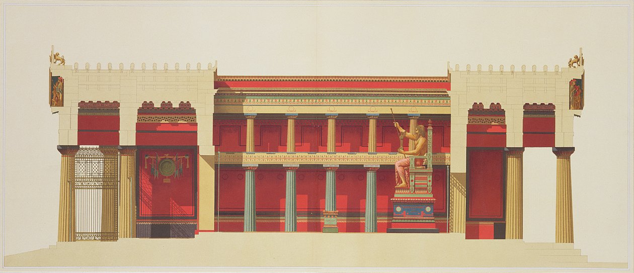 Seção longitudinal do Templo de Júpiter em Egina (323-27 aC) de Daumont